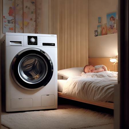 “低噪音洗衣机,宝宝睡眠无忧”