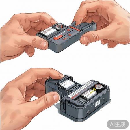 旧电池取出,新电池正负极对准装