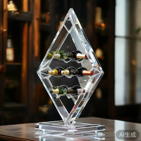 透明玻璃菱形红酒架