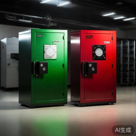 铁豹保险柜：绿色红款对比