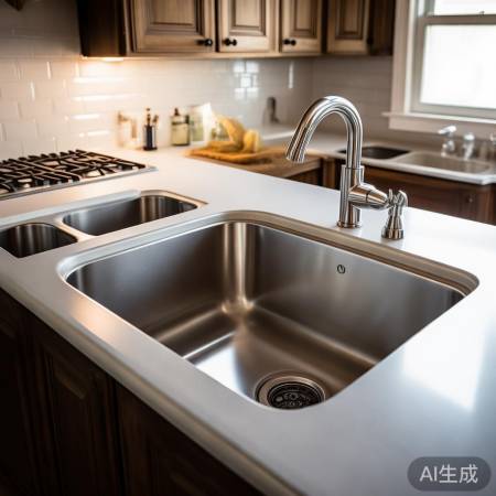 厨房水槽宜近灶，台面充足便清洗