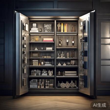 “保险柜整齐防潮护珠宝”