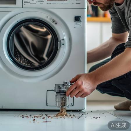 检查洗衣机排水管，清除杂物