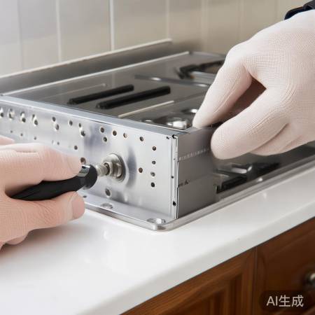 安装油烟机支架，固定螺丝拧紧