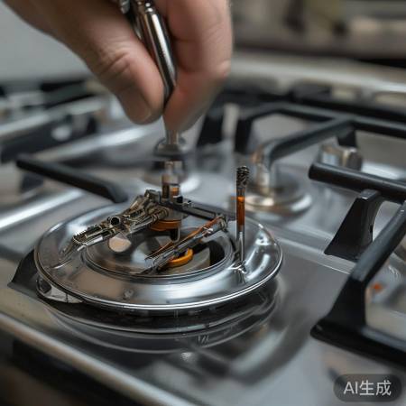 拆卸燃气灶炉头，检查内部结构