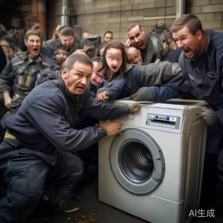 消防员翻洗衣机，门神奇开启