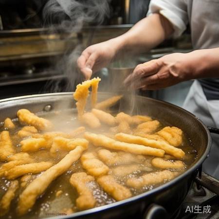 油炸油条至金黄酥脆