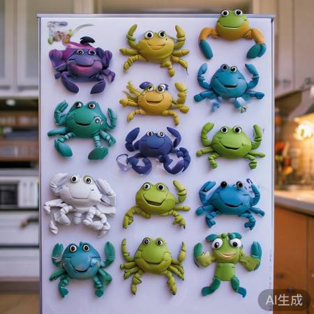 卡通螃蟹冰箱贴萌趣十足
