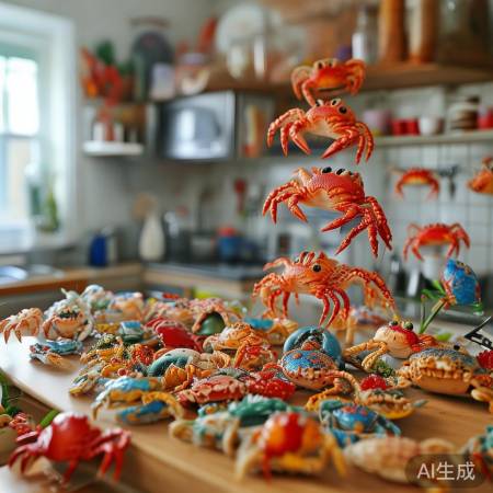 厨房活力螃蟹冰箱贴