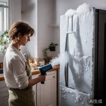 吹风机融霜，注意高温烫伤