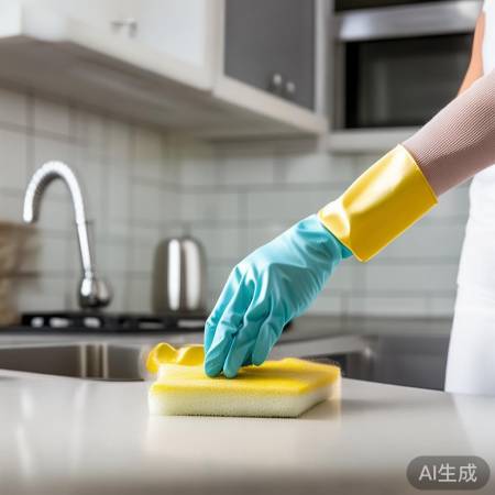 厨房清洁，戴手套，保双手健康